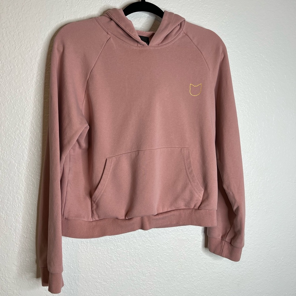 Kittenish Cropped Pink Hoodie Medium